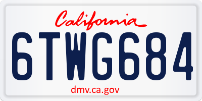 CA license plate 6TWG684
