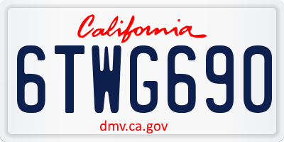 CA license plate 6TWG690