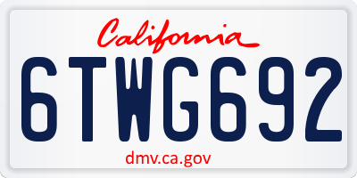 CA license plate 6TWG692