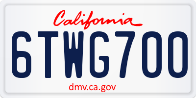 CA license plate 6TWG700