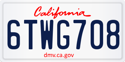 CA license plate 6TWG708