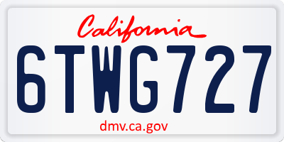 CA license plate 6TWG727