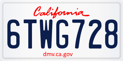 CA license plate 6TWG728