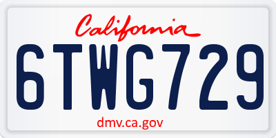 CA license plate 6TWG729