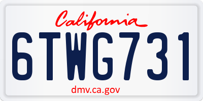 CA license plate 6TWG731