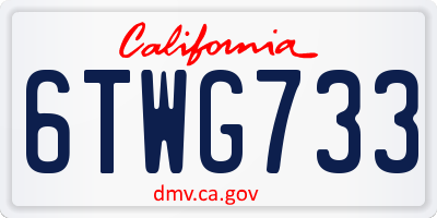 CA license plate 6TWG733