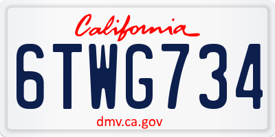 CA license plate 6TWG734
