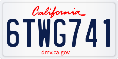 CA license plate 6TWG741