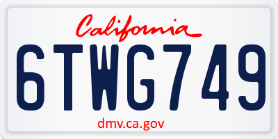 CA license plate 6TWG749