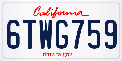CA license plate 6TWG759