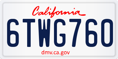 CA license plate 6TWG760