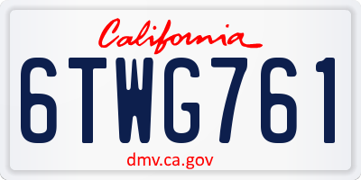 CA license plate 6TWG761
