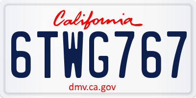 CA license plate 6TWG767