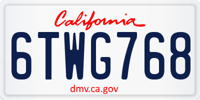 CA license plate 6TWG768