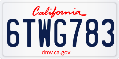 CA license plate 6TWG783