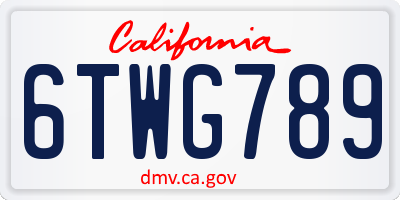 CA license plate 6TWG789