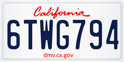 CA license plate 6TWG794