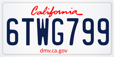 CA license plate 6TWG799