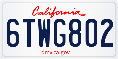 CA license plate 6TWG802