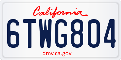 CA license plate 6TWG804