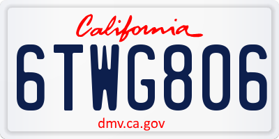 CA license plate 6TWG806