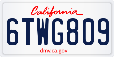 CA license plate 6TWG809