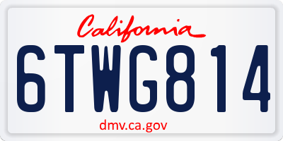 CA license plate 6TWG814