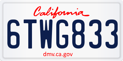 CA license plate 6TWG833