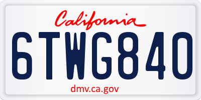 CA license plate 6TWG840