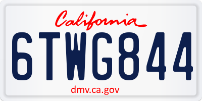 CA license plate 6TWG844