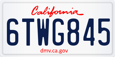 CA license plate 6TWG845