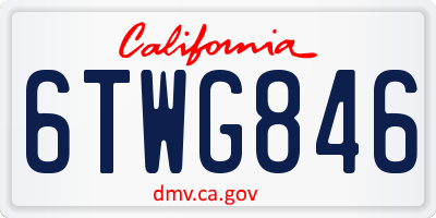 CA license plate 6TWG846