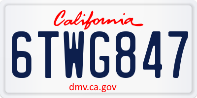 CA license plate 6TWG847