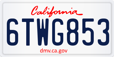 CA license plate 6TWG853