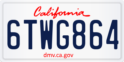 CA license plate 6TWG864
