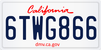 CA license plate 6TWG866