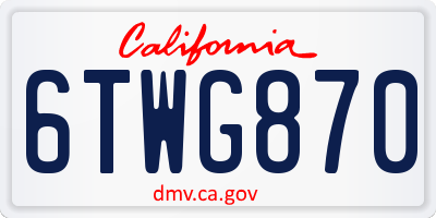 CA license plate 6TWG870