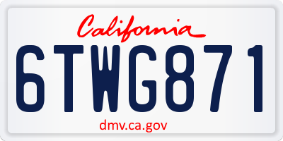 CA license plate 6TWG871