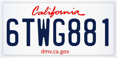 CA license plate 6TWG881