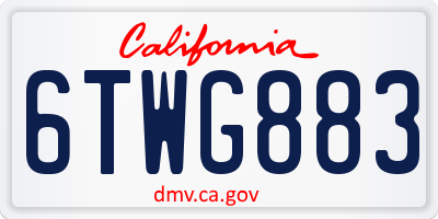 CA license plate 6TWG883