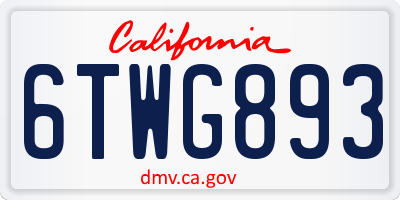 CA license plate 6TWG893