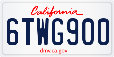 CA license plate 6TWG900