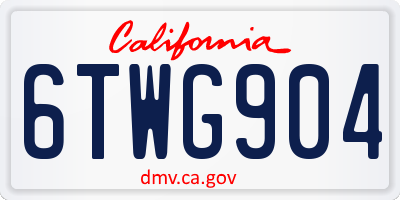 CA license plate 6TWG904