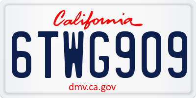 CA license plate 6TWG909