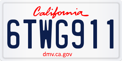 CA license plate 6TWG911