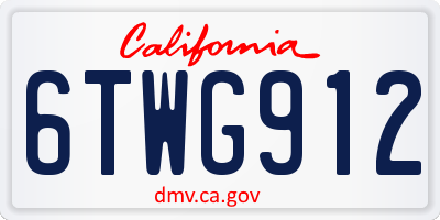 CA license plate 6TWG912