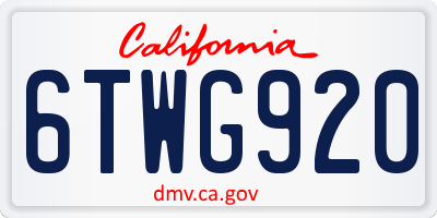 CA license plate 6TWG920