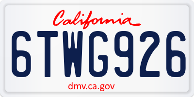 CA license plate 6TWG926