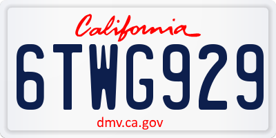CA license plate 6TWG929
