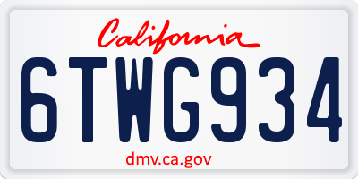 CA license plate 6TWG934